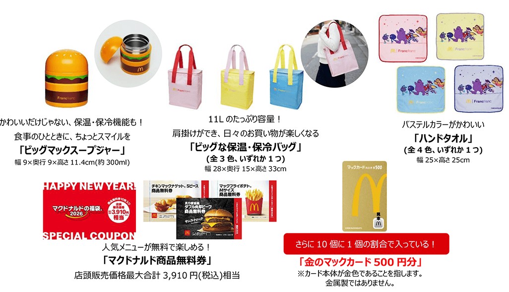 マクドナルド福袋2026は「ビッグマックスープジャー」入り【中身・価格・予約方法等】